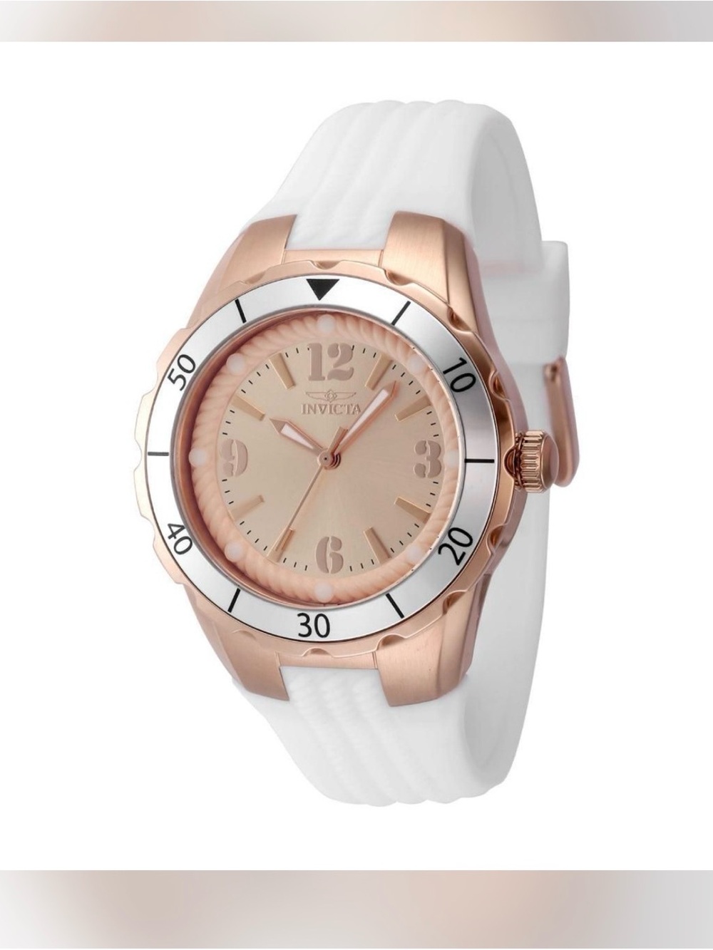 Invicta Rose Gold Tone Dial White Silicone Strap Women's Watch